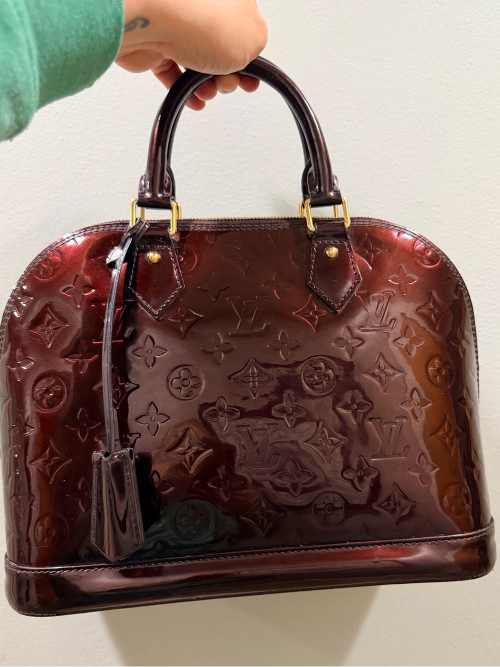 Louis Vuitton Vernis Alma PM Satchel in Rouge Fauviste Patent